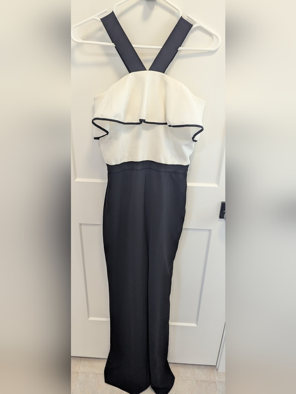 Ted Baker Black White Ruffle Wide Leg Jumpsuit - Picture 2 of 11